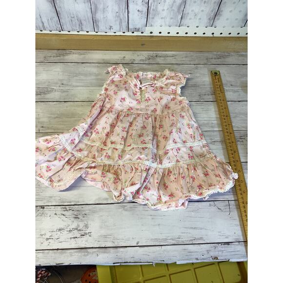 WonderKids Girls Pink Floral Ruffle Dress for 12 Months - Picture 1 of 3